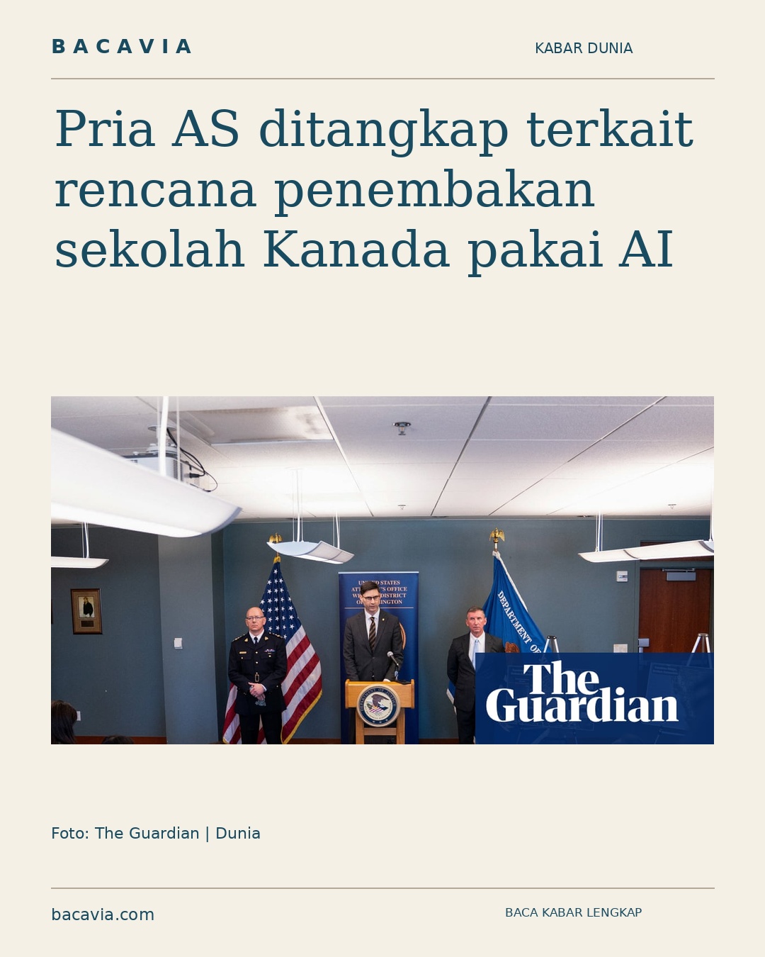 Kabar bergambar: Pria AS ditangkap terkait rencana penembakan sekolah Kanada pakai AI