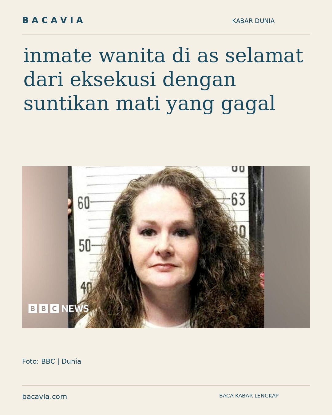 Kabar bergambar: inmate wanita di as selamat dari eksekusi dengan suntikan mati yang gagal