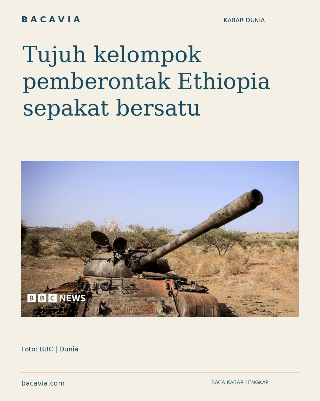 Tujuh Kelompok Pemberontak Ethiopia Sepakat Bersatu