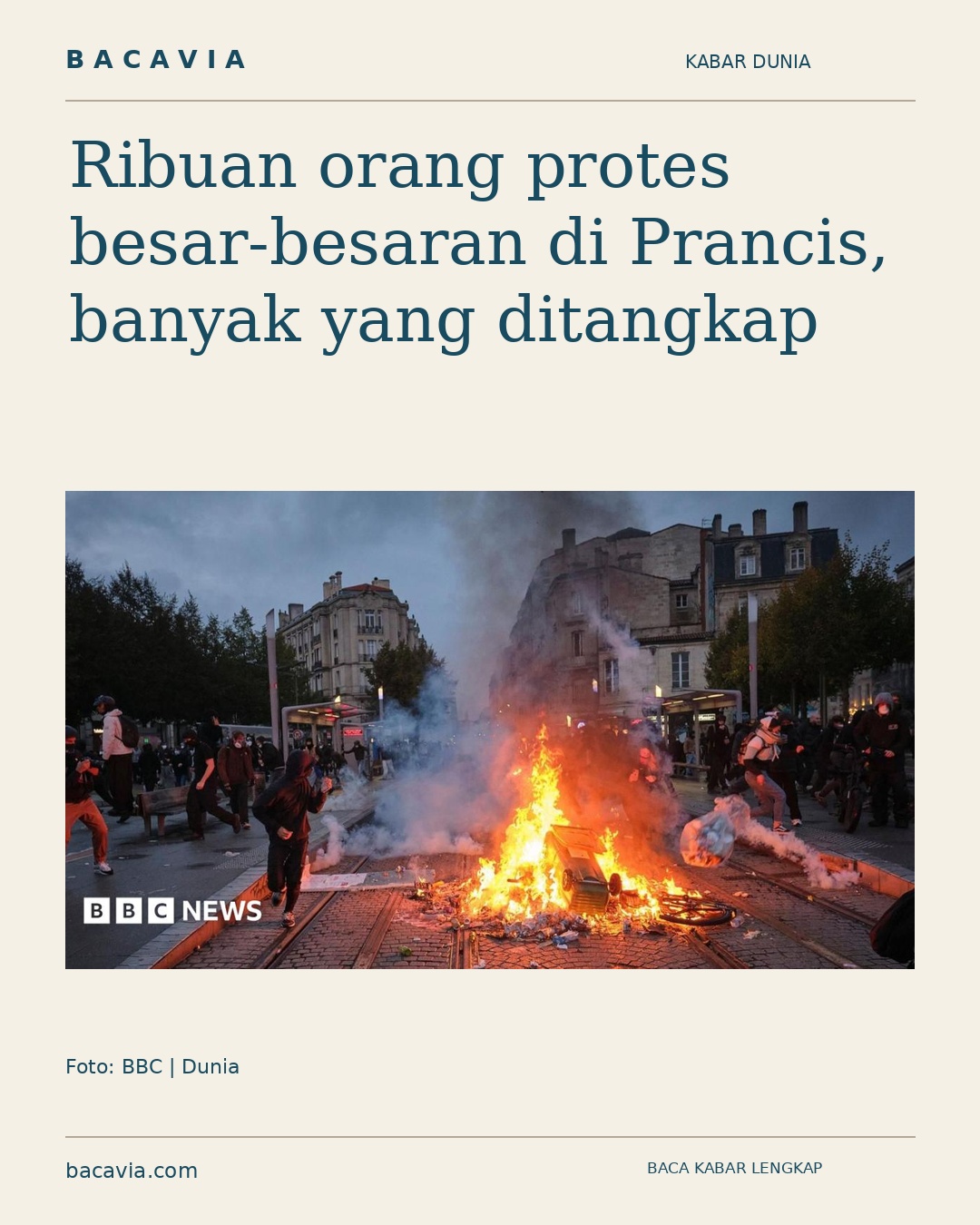 Kabar bergambar: Ribuan orang protes besar-besaran di Prancis, banyak yang ditangkap