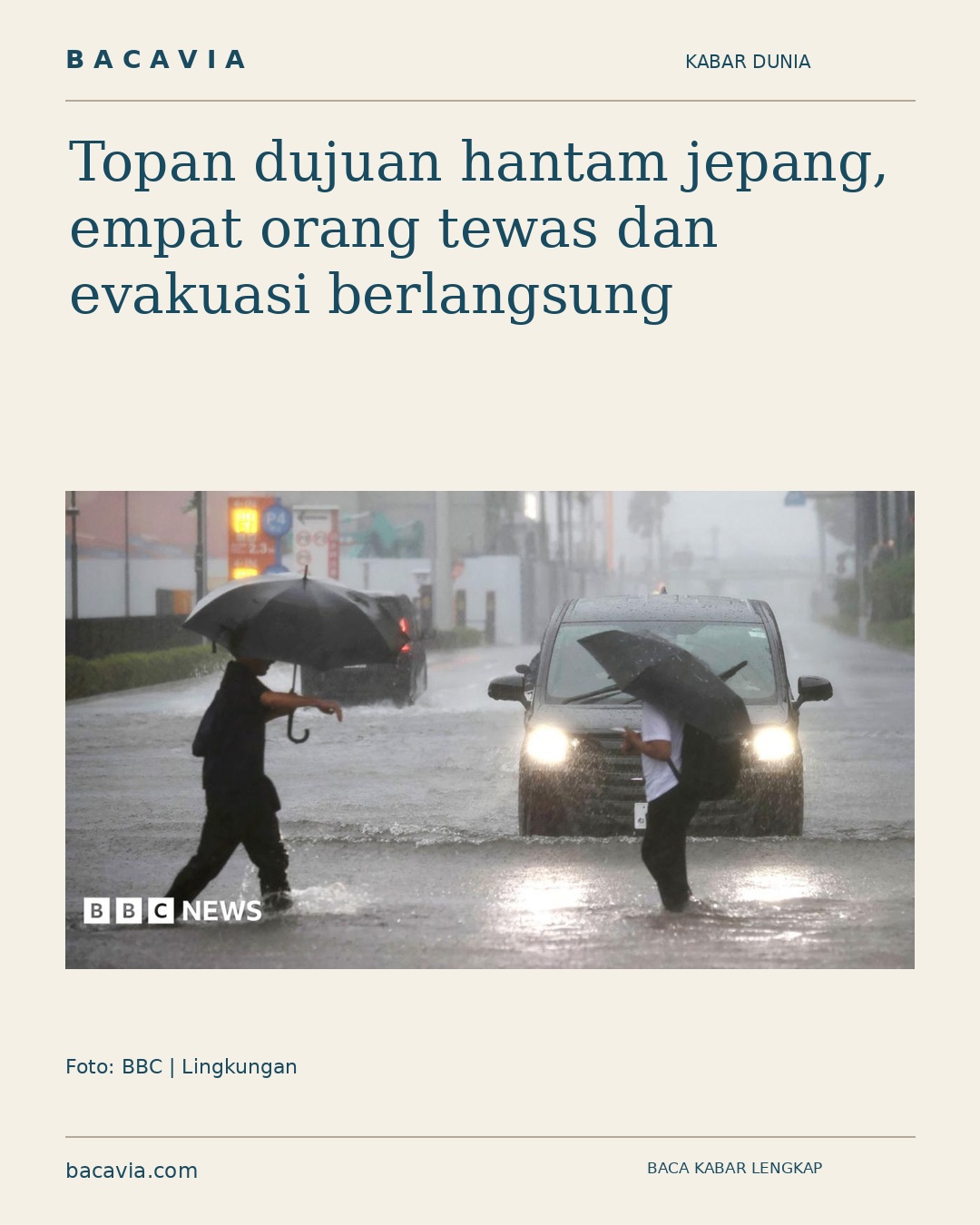 Topan dujuan hantam jepang, empat orang tewas dan evakuasi berlangsung
