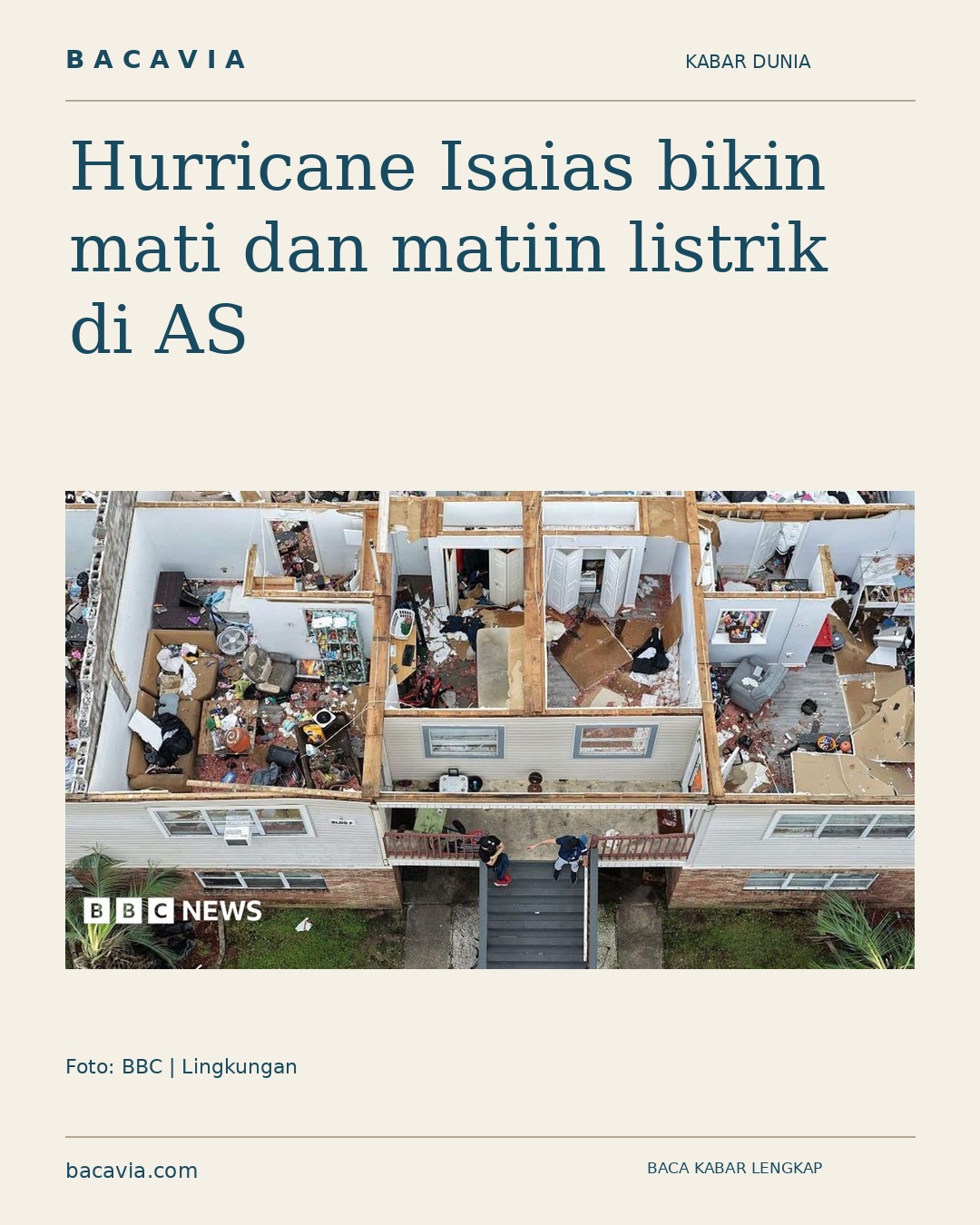 Kabar bergambar: Hurricane Isaias bikin mati dan matiin listrik di AS