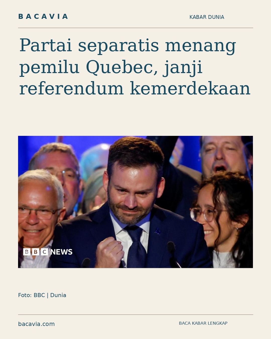 Kabar bergambar: Partai separatis menang pemilu Quebec, janji referendum kemerdekaan