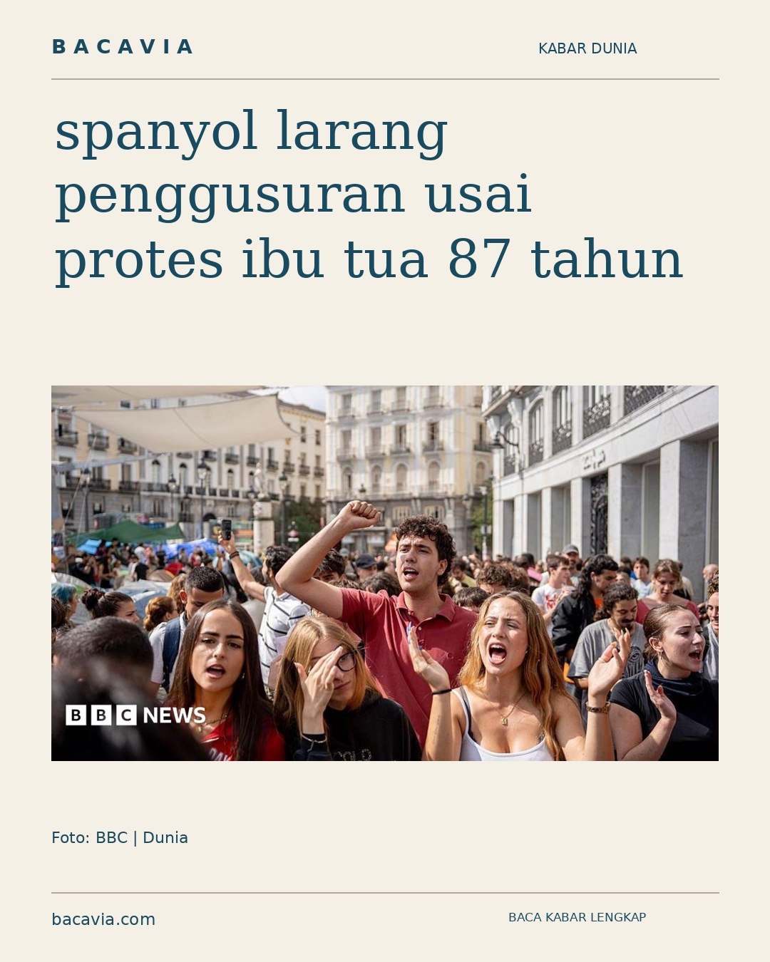 Kabar bergambar: spanyol larang penggusuran usai protes ibu tua 87 tahun