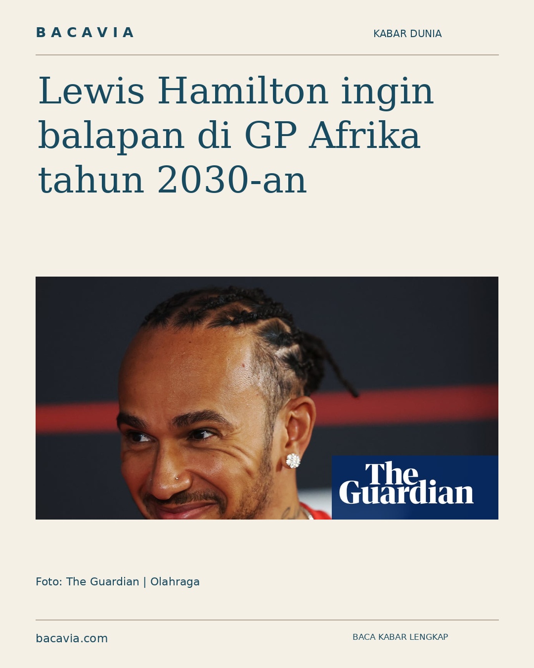 Kabar bergambar: Lewis Hamilton ingin balapan di GP Afrika tahun 2030-an