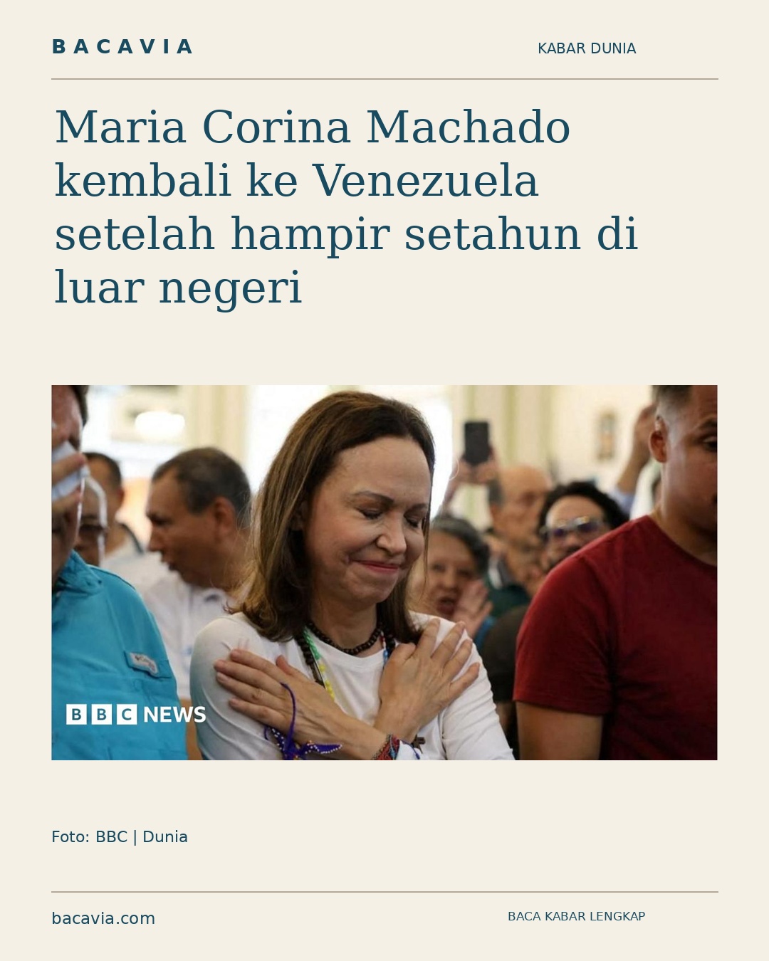 Kabar bergambar: Maria Corina Machado kembali ke Venezuela setelah hampir setahun di luar negeri
