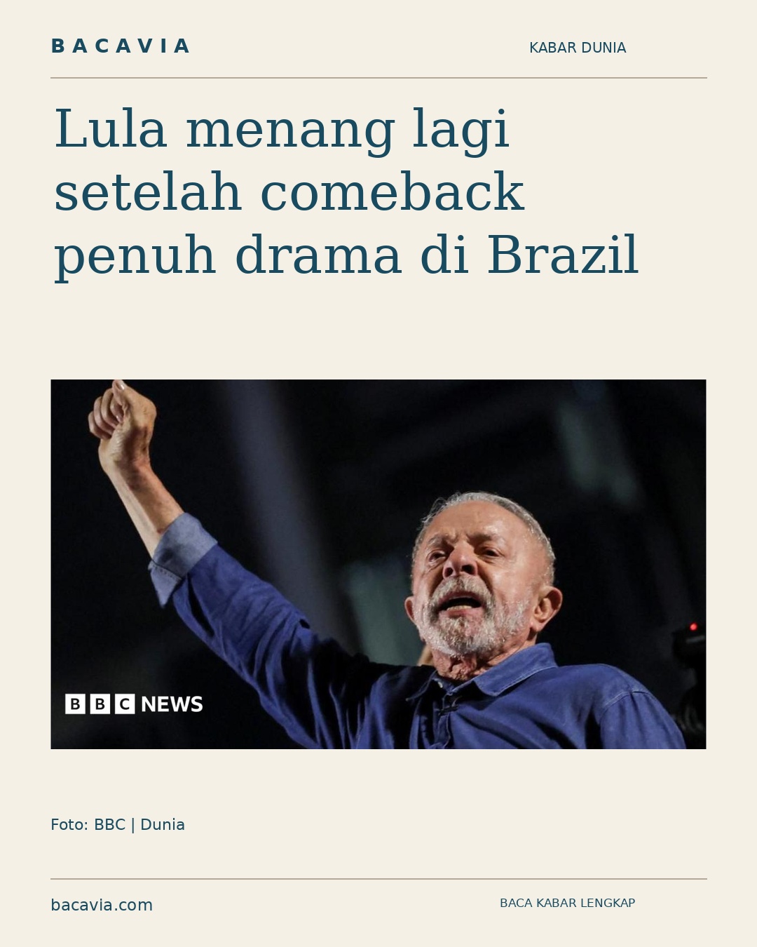 Kabar bergambar: Lula menang lagi setelah comeback penuh drama di Brazil
