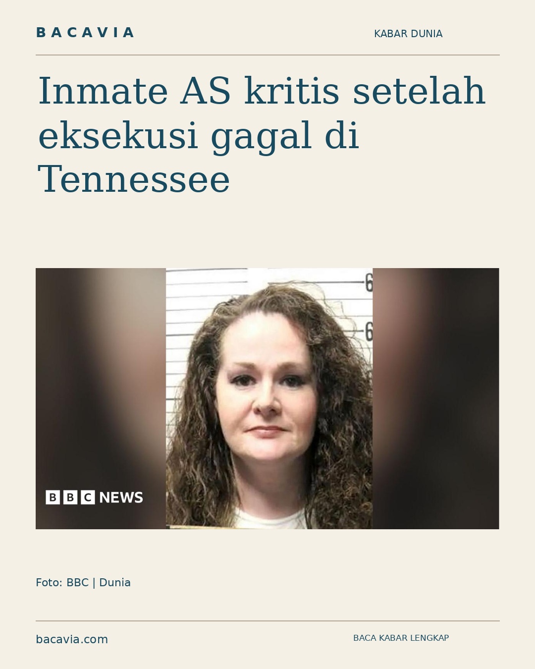 Kabar bergambar: Inmate AS kritis setelah eksekusi gagal di Tennessee