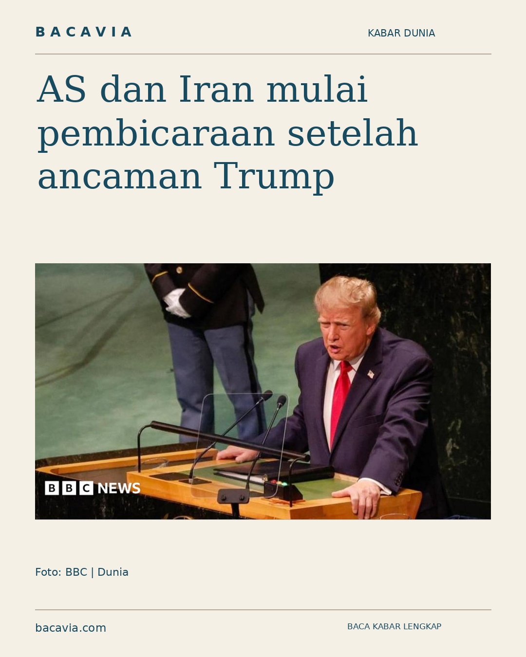 AS dan Iran mulai pembicaraan setelah ancaman Trump