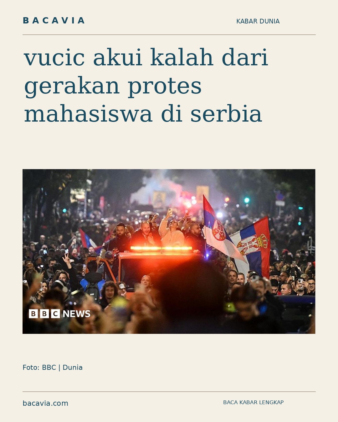 Kabar bergambar: vucic akui kalah dari gerakan protes mahasiswa di serbia