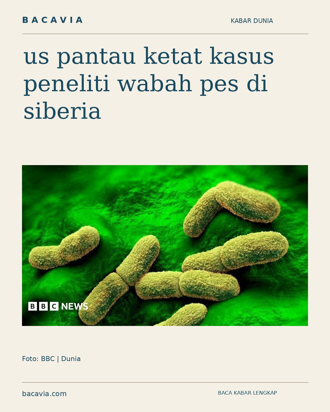 Kabar bergambar: us pantau ketat kasus peneliti wabah pes di siberia
