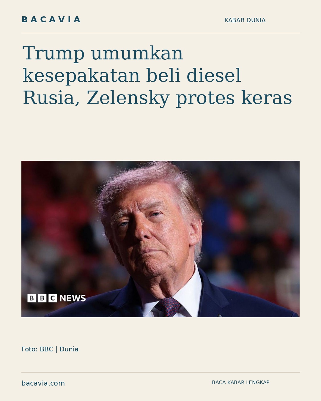 Kabar bergambar: Trump umumkan kesepakatan beli diesel Rusia, Zelensky protes keras