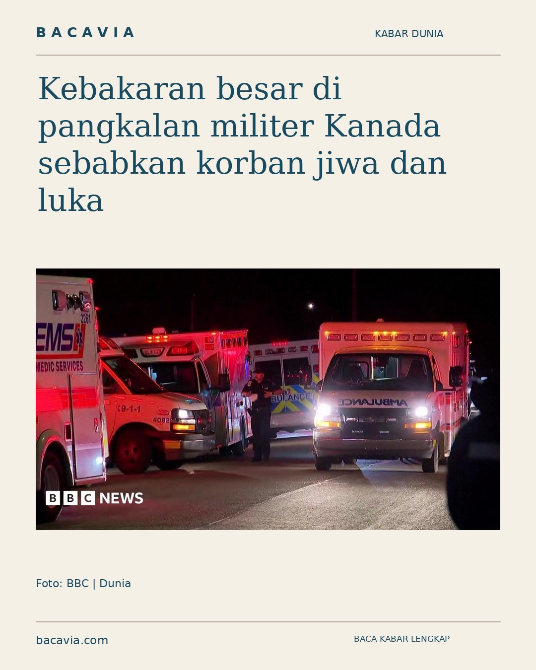 Kabar bergambar: Kebakaran besar di pangkalan militer Kanada sebabkan korban jiwa dan luka