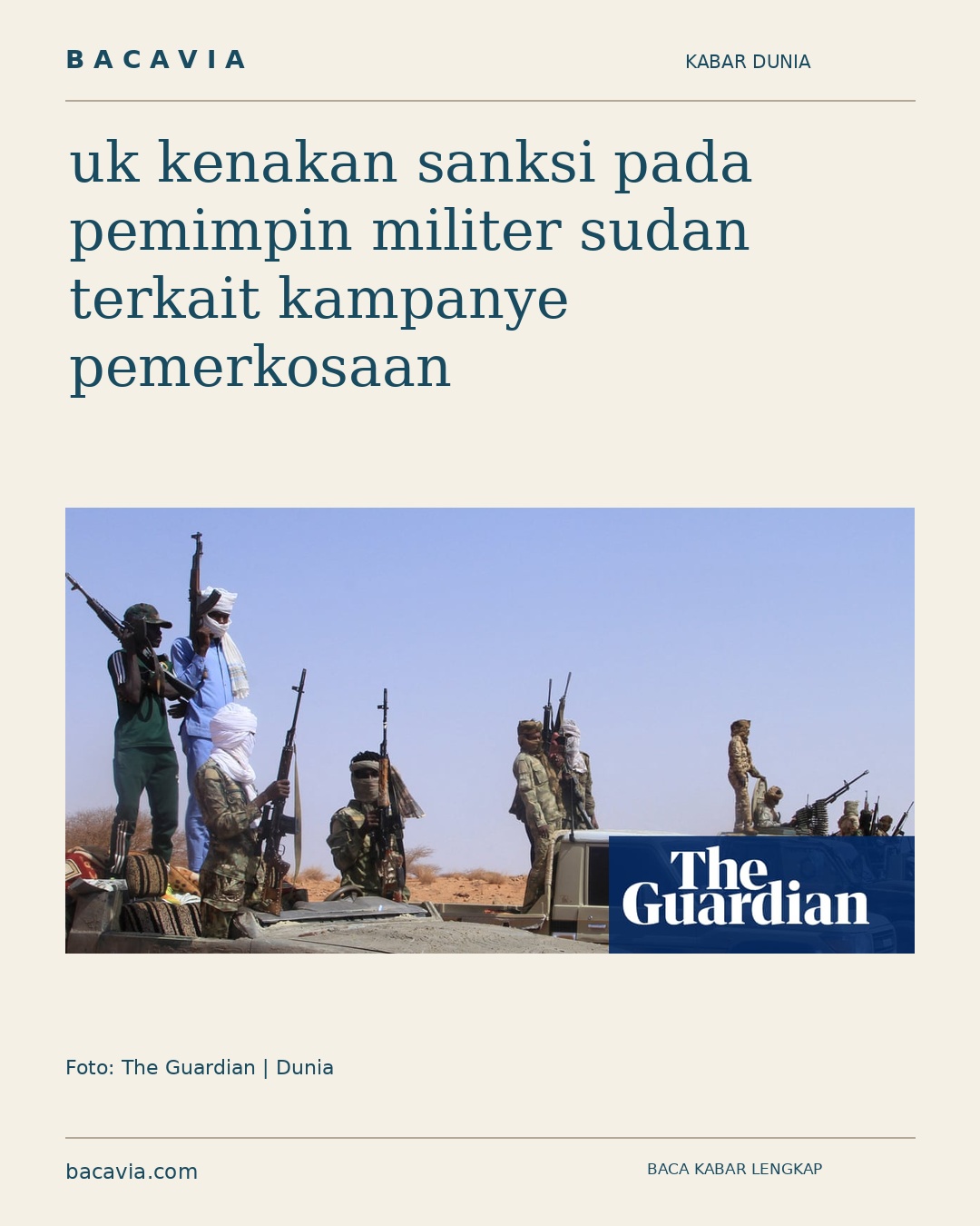 Kabar bergambar: uk kenakan sanksi pada pemimpin militer sudan terkait kampanye pemerkosaan