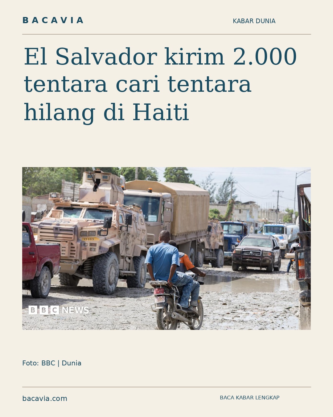 Kabar bergambar: El Salvador kirim 2.000 tentara cari tentara hilang di Haiti