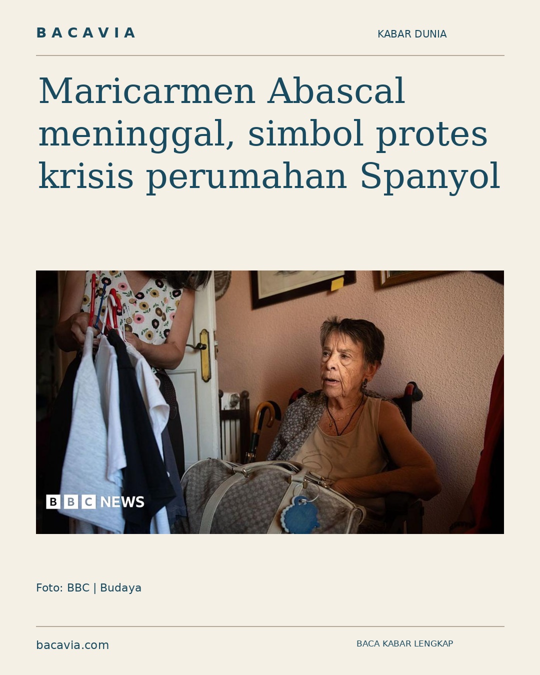 Kabar bergambar: Maricarmen Abascal meninggal, simbol protes krisis perumahan Spanyol