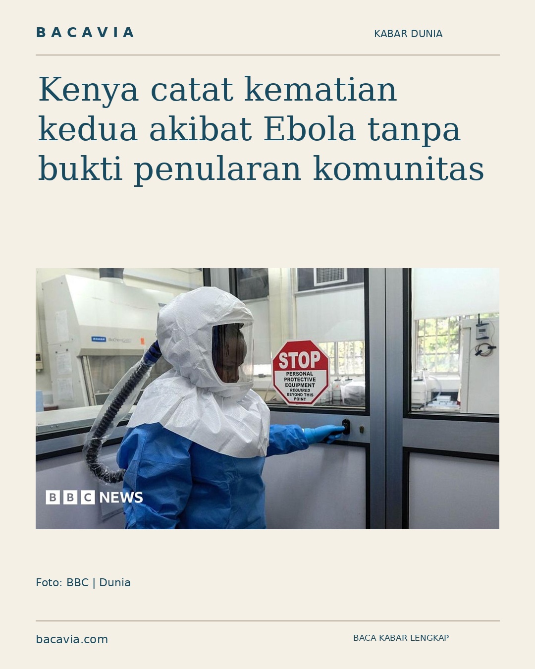 Kabar bergambar: Kenya catat kematian kedua akibat Ebola tanpa bukti penularan komunitas