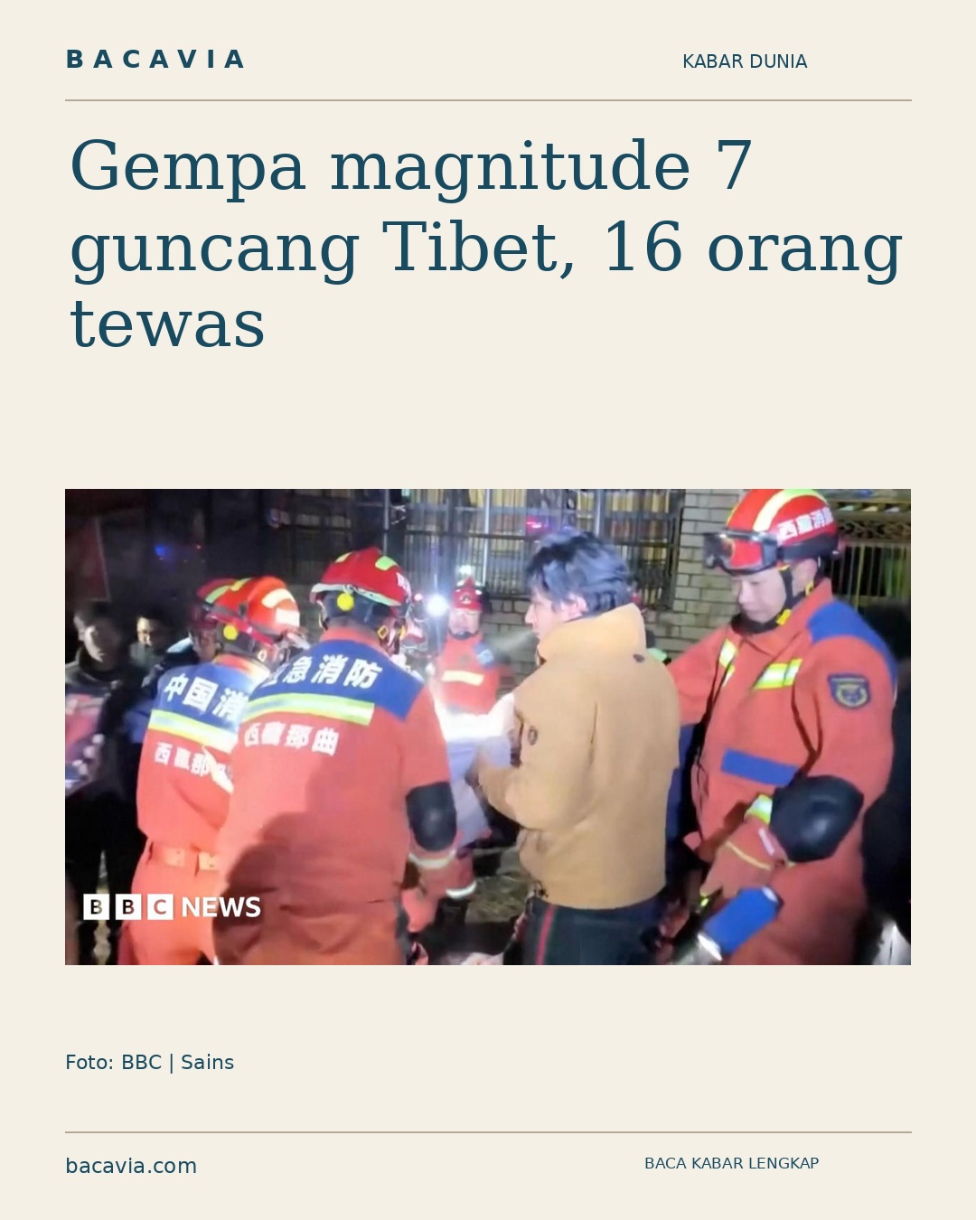 Kabar bergambar: Gempa magnitude 7 guncang Tibet, 16 orang tewas