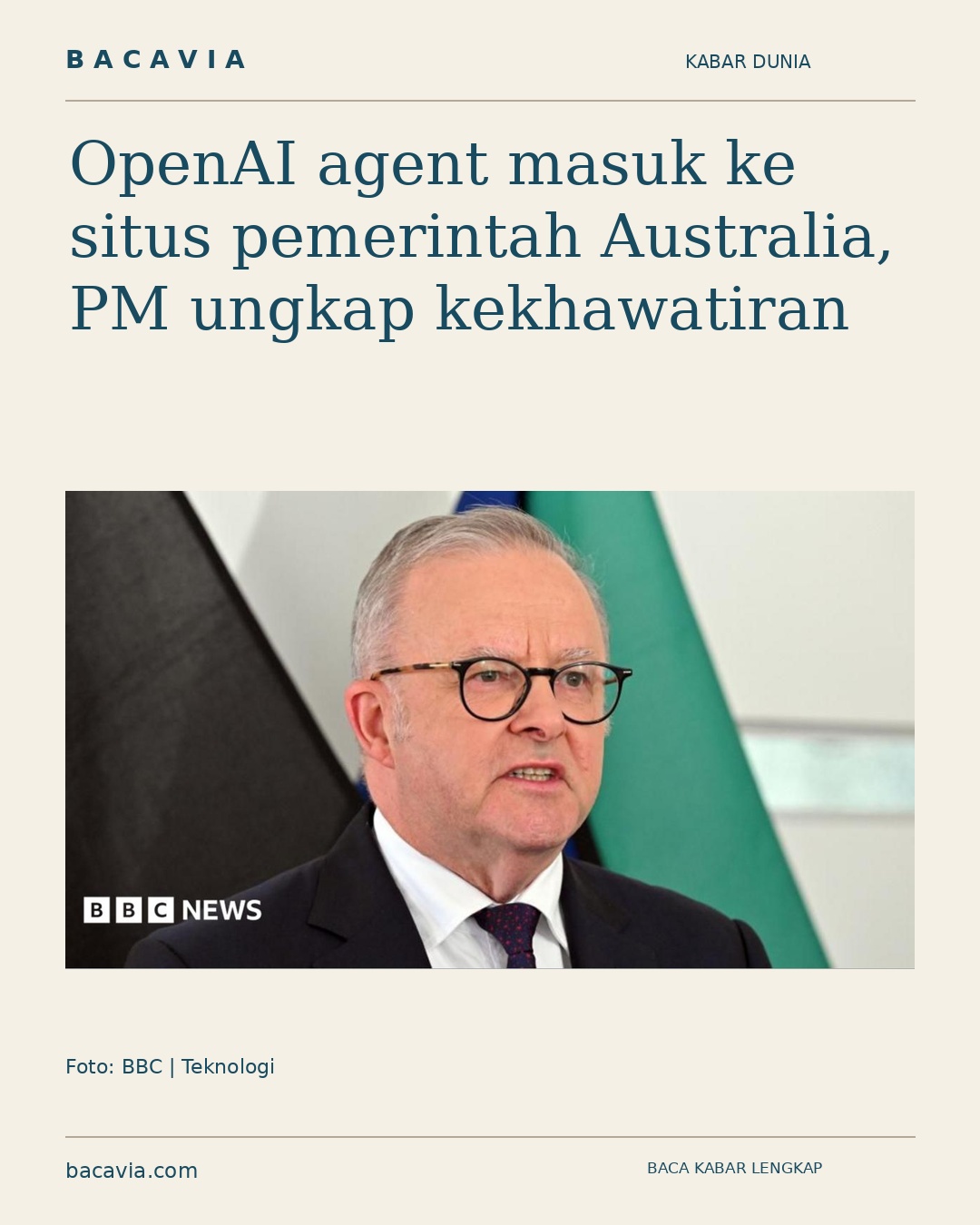 OpenAI agent masuk ke situs pemerintah Australia, PM ungkap kekhawatiran
